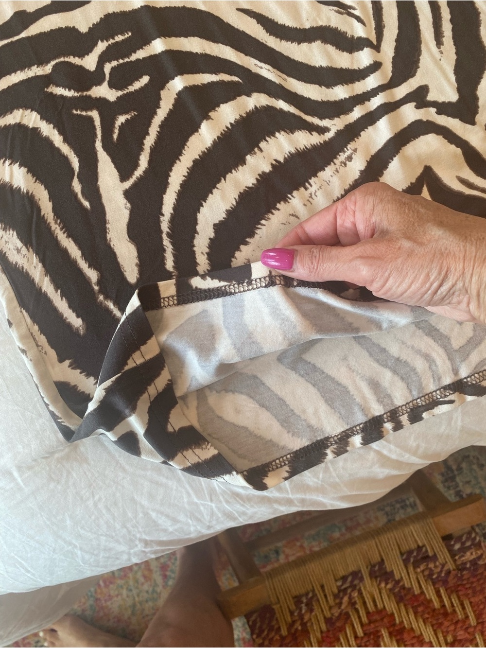 Zebra-Print Midi Skirt - Black & White - Picture 2 of 5